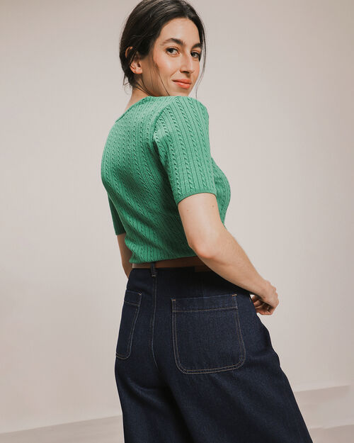 Top B&aacute;sico De Punto Verde